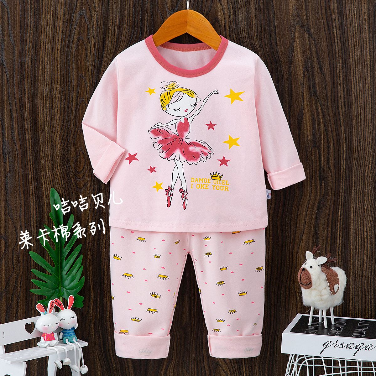 Korean version Kids Round neck PJs sets  Kids Two-Pieces PJs